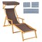 Adjustable Canopy Birch Wood Foldable Beach Chaise Lounge Chair - 67" L x 24.5" W x 48.5"-55" H